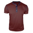 thumbnail image 5 of Dresfit Henley Shirts Mens Short Sleeve Button Down Tennis Tees Solid Cotton Big and Tall Business Tops Basic Loose T Shirts Wine 3XL, 5 of 5
