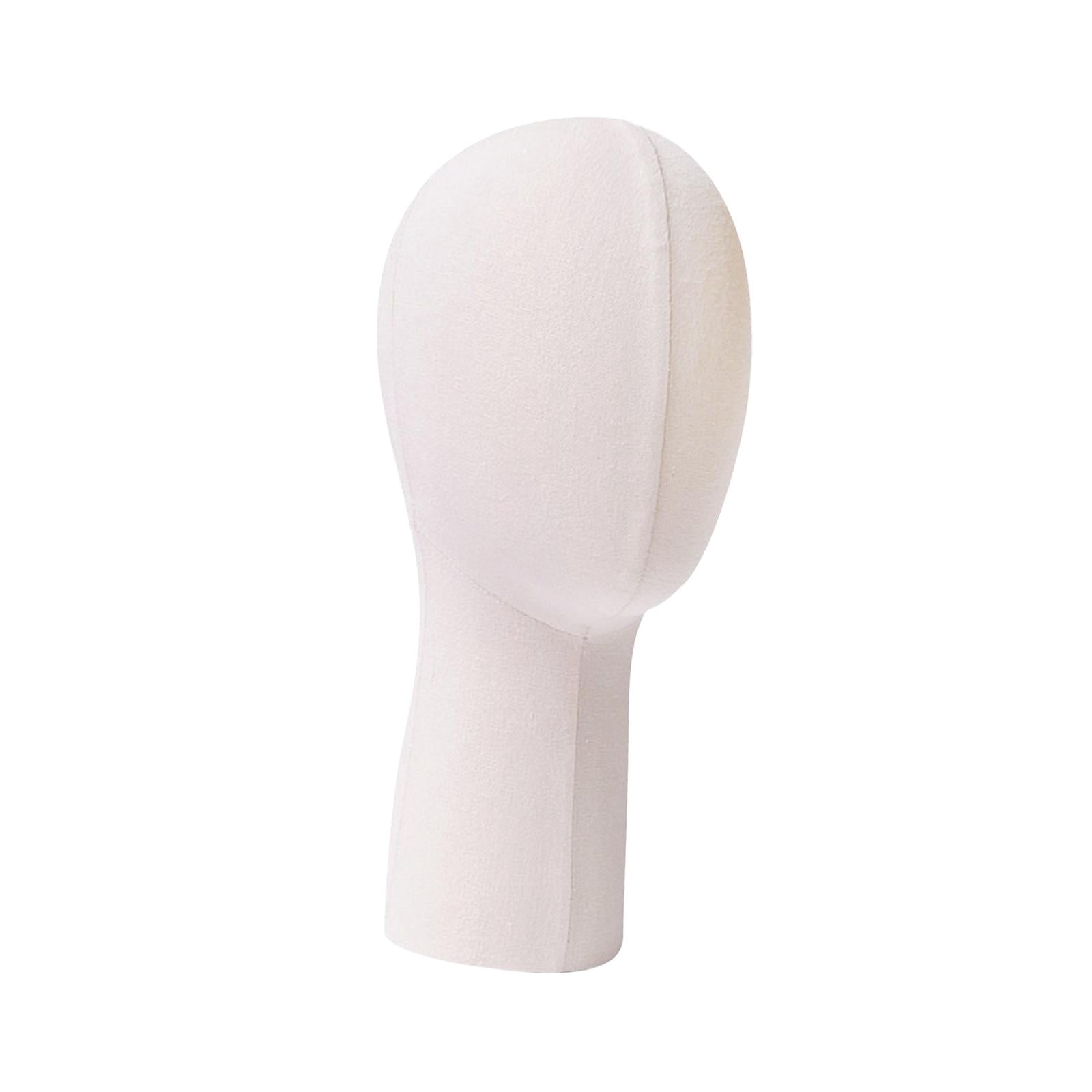 TOOYFUL Training Mannequin Head Styling Tools Stable Round Base Hair Display Stand Glasses Holder Display for Cap Headset Hat Headband beige white