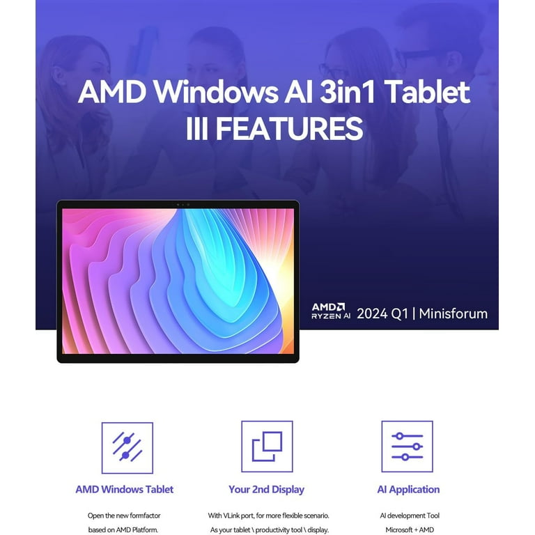 MINISFORUM V3 Windows Laptop, 3 in 1 PC with AMD Ryzen 7, 32GB RAM