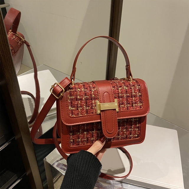 Bolso de hombro para mujer Bolso de mano Messenger | Bolso casual de moda | Correa ajustable | Bolso Versátil | Se adapta a teléfono, billetera, gafas de sol | Blanco, Negro, Vino | 19x14x7,5 cm