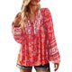 thumbnail image 1 of Gibobby Blusa Termica Mujer Camisa de manga larga con cuello en V floral elegante para mujer para otoño（Rojo， XL), 1 of 4