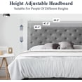 thumbnail image 4 of Allewie Queen Size Bed Frame, Velvet Upholstered Platform Bed with Adjustable Diamond Button Tufted & Nailhead Trim Headboard, Light Grey, 4 of 8