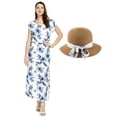 thumbnail image 1 of Robe Maxi Simple Hawaïenne pour Femme à Manches Cap Luau TG et Chapeau Assorti Day Dream Bloom, 1 of 5