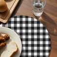 thumbnail image 3 of Black White Plaid Round 13 Inch Placemats Set of 6, Modern Simple Buffalo Check Gingham HeatResistant Non Slip Place Mats for Dining Table, Wipeable Braided Kitchen Table Mats for Housewarming, 3 of 9