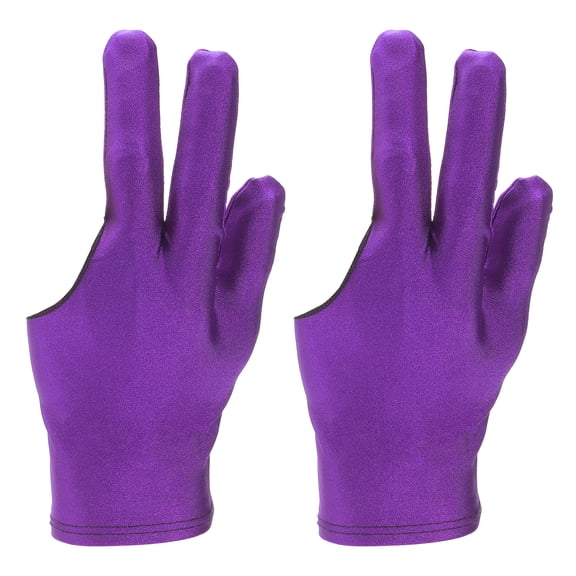 Uxcell Three Fingers Pool Gloves, Billiards Left Hand Cue Sport Gloves 2 Pcs & Purple-Fitting for Women Men Billiard Shooter Carom Pool Snooker Cue Sports Accessories