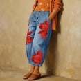 thumbnail image 2 of Karymi Jeans for Women High Waist Floral Print, Large Flower Pattern Loose Wide Leg Denim Trousers with Side Pockets, 2 of 9