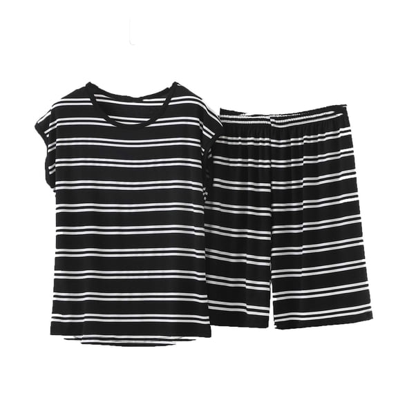 Cmfcve Plus Size 2 Piece Outfits for Women Lightweight Lounge Matching Sets Cap Sleeve Top and Elastic Waisted Shorts