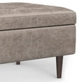 thumbnail image 5 of Simpli Home Shay 34 inch Wide Mid Century Modern Rectangle Mid Century Small Rectangle Coffee Table Storage Ottoman in Distressed Grey Taupe Vegan Faux Leather, 5 of 13