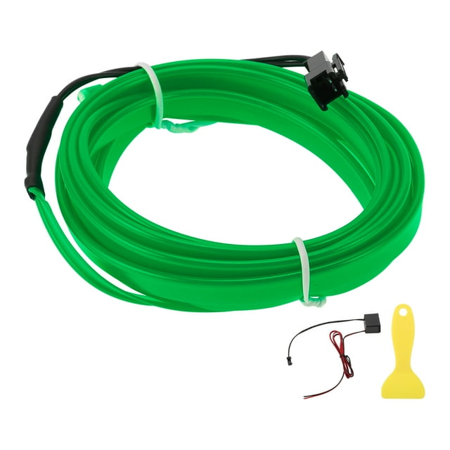 Cuerda de luz LED EL de 2m Unique Bargains, tira de luz de neón flexible para iluminación interior de coches, controlador de cableado (12v) verde