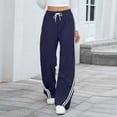 thumbnail image 4 of BRDFRL Y2K Vintage Track Pants Women Low Waist Side Striped Drawstring Straight Leg Loose Fit Joggers Navy M, 4 of 7