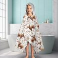 thumbnail image 6 of White Highland Cow Flower Butterfly Pattern Hooded Bath Towel，60"x35" for Ages 3 To 12 Kids, Quick Dry Lightweight Soft Microfiber Hood Beach Towel Cover Up for Kids, 6 of 7