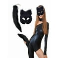 thumbnail image 4 of 2025 Halloween Plush Half-Face Mask & Tail Keychain Set - Lifelike Animal Mask for Men/Women, Comfortable Fancy Dress Accessory for Halloween , Masquerade Parties,Black, 4 of 13