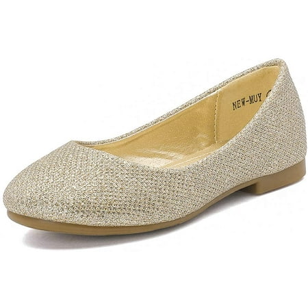 

Dream Pairs Kids Girls Princess Flat Shoes Dress Shoes Slip On Wedding Shoes New-Muy Gold/Glitter Size 12