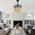thumbnail image 2 of Cusp Barn 42 inch Black Boho Retractable Ceiling Fan with Light, 3-Blade Silent DC Motor Wooden Beads Fandelier Ceiling Fan, 2 of 12