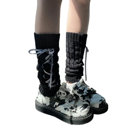 

Women Knitted Leg Warmers Winter Autumn Bandage Footless Stretch Knitted High Socks for Girls