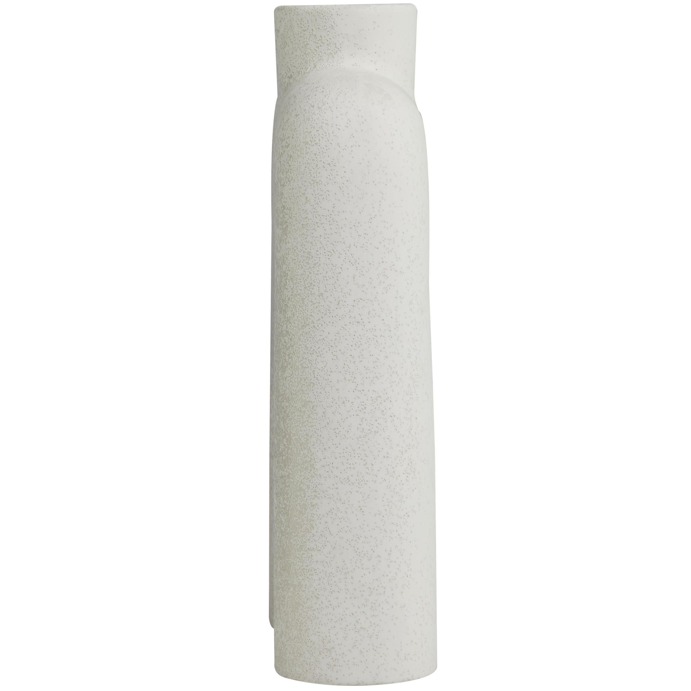 DecMode 13" Abstract Rounded Arched White Ceramic Vase with Glossy Speckled Texture