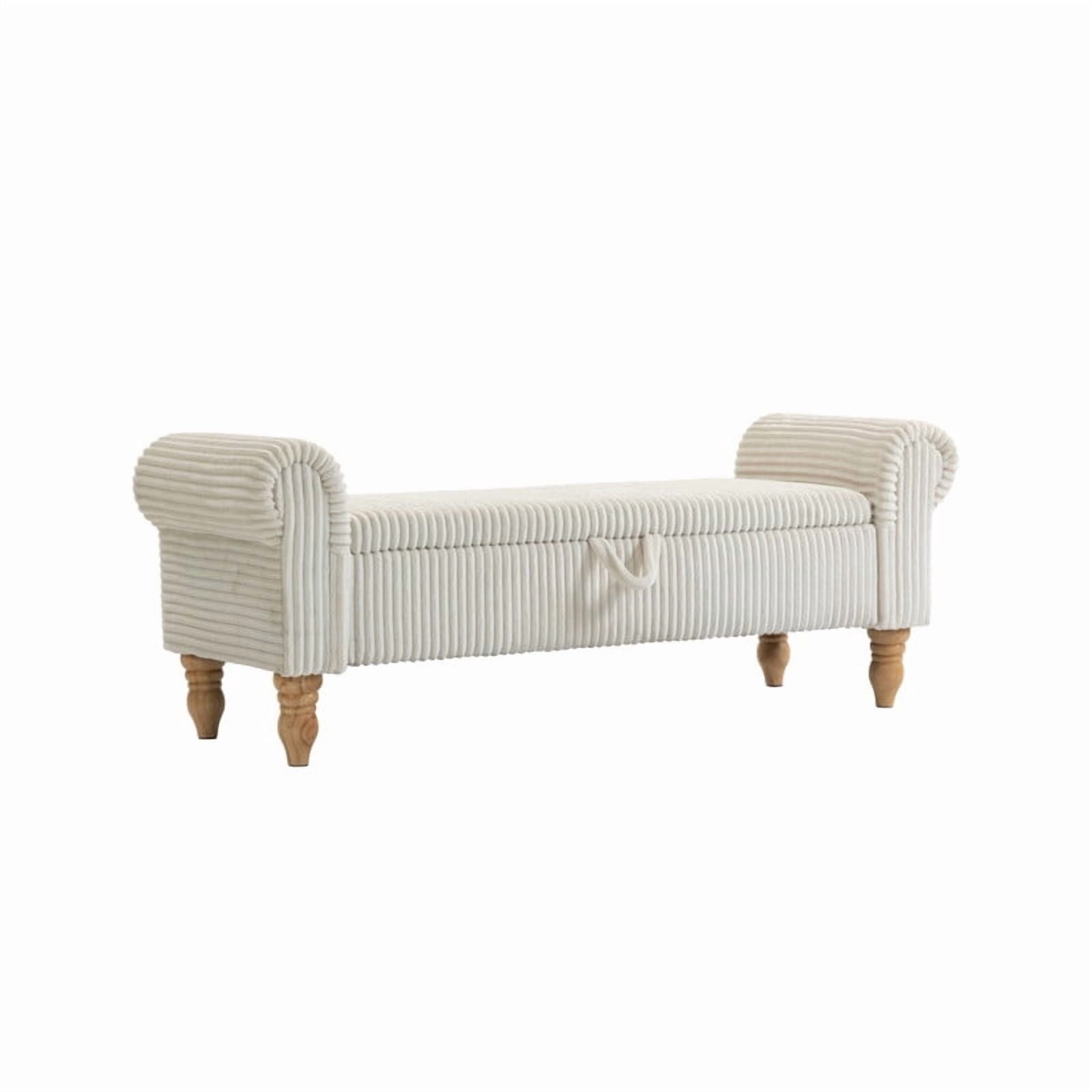51.5'' Upholstered Storage Ottoman Bench with Hinged Lid, Freestanding Corduroy Bed End Bench, Hidden Storage Footrest
