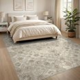 thumbnail image 3 of ODIKA 8'x10' Washable Area Rug Durable, Non-Slip Beige Neutral Entry Boho Motif Decorative Scrolling Vine Way for Living Room, Under Sectional, Family, 3 of 7