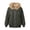 Grey, variant on Women's Contrast Hooded Short Sleeve Zip Front Casual Winter Jacket With Inner Quilted For Layered Streetwear(Big & Tall,M)
