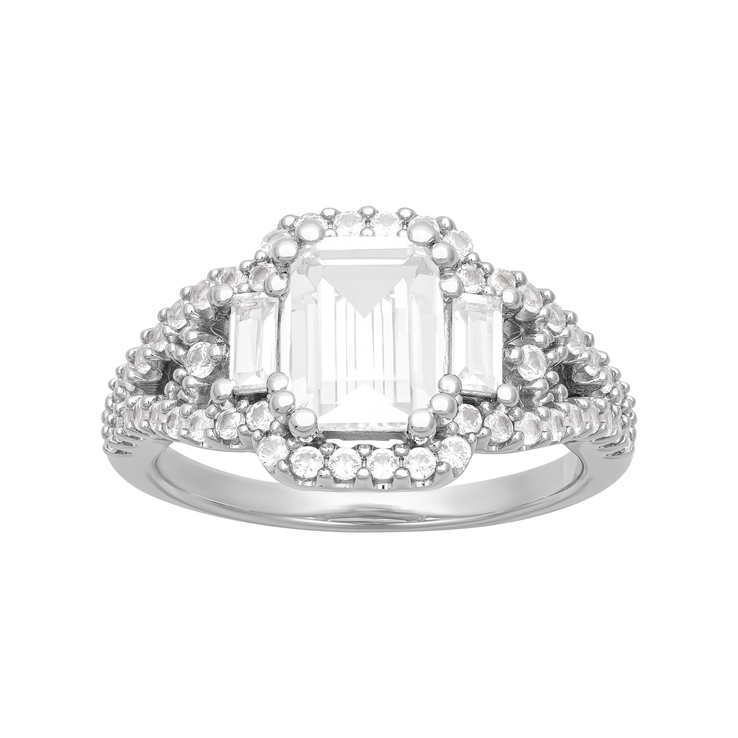 Keepsake 2 7/8 Carat TGW Created White Sapphire "Allure Gem" Women's Engagement Ring in Sterling Silver