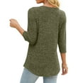 thumbnail image 4 of qucoqpe Womens 3/4 Sleeve Sweater Tops Fall Winter Fashion Hollow Out Crew Neck Pullover Blouse, 4 of 5