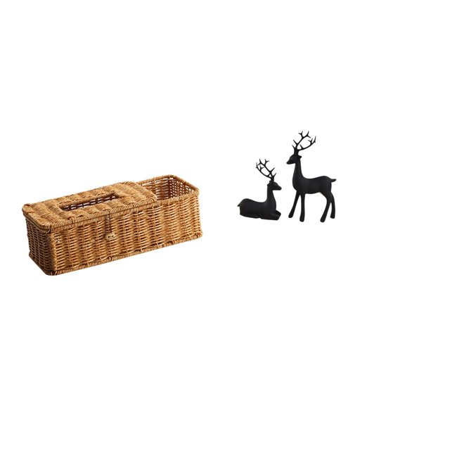 Estuche para pañuelos de escritorio,Caja de pañuelos faciales de papel retro de madera,Estatua de reno,Estatua de reno negro,decoración del hogar,arte y artesanía,Figura de ciervo de resina