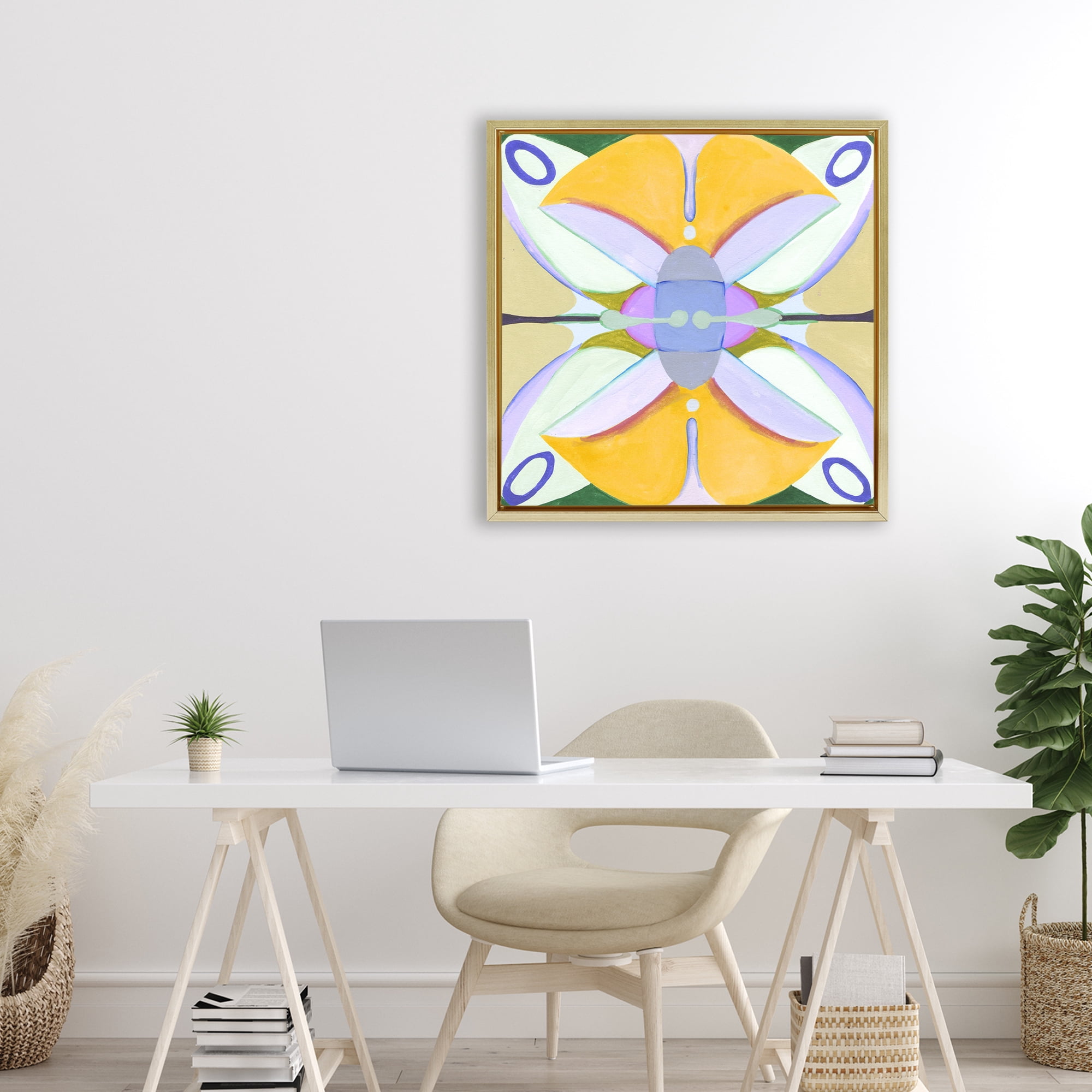 Stupell Industries Warm Revival Kaleidoscope Gold Framed Floater Canvas Wall Art, design by Melissa Wang