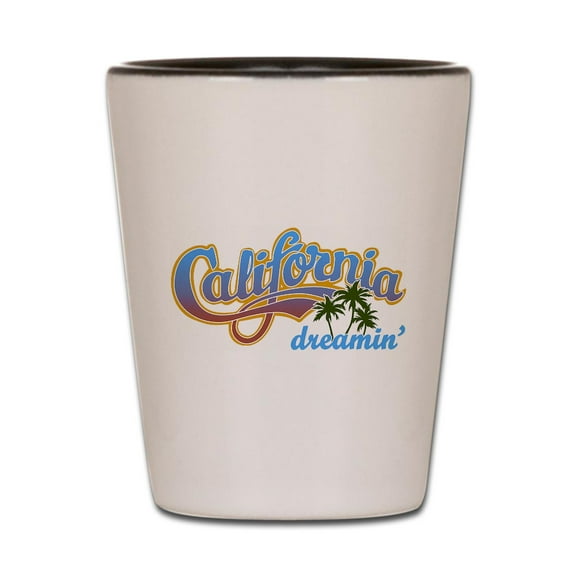 CafePress - CALIFORNIA DREAMIN - White/Black Shot Glass, Unique and Funny Shot Glass