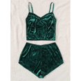 thumbnail image 6 of Aunavey Women's Velvet 2 Piece Outfit Spaghetti Strap Sleeveless Crop Top+ Shorts Set, 6 of 7