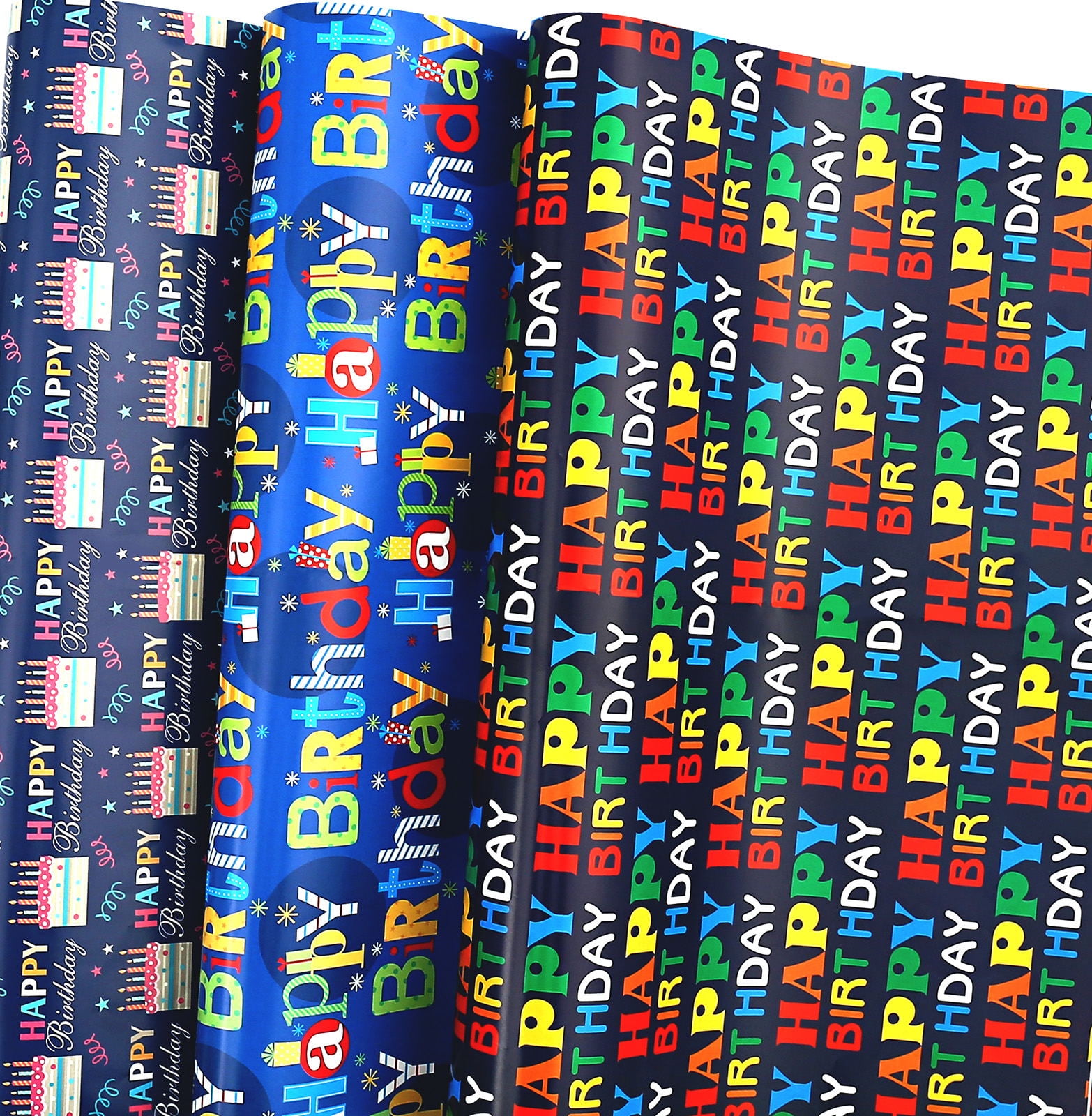 Birthday Wrapping Paper for Boys Girls Kids Men Women 3 Styles Happy