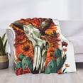 thumbnail image 3 of Yiaed Western Desert Cactus Ram Skull Print Blanket Throw Blanket Soft Cozy Flannel Blanket for Home Bed Sofa Couch Chair-50"x40", 3 of 6