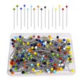 thumbnail image 1 of Alfileres de costura, 250 piezas de alfileres rectos de 1,5 pulgadas con cabeza de cristal de bola de colores para tela, joyería, manualidades y proyectos de costura, 1 of 5