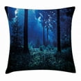 thumbnail image 1 of Night Throw Pillow Cushion Cover, Misty Nature Scene of Autumn Forest in Thuringia Germany Tranquil Woodland, Decorative Square Accent Pillow Case, 16 X 16 Inches, Blue Green White, by Ambesonne, 1 of 2