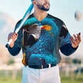 thumbnail image 5 of Rateoe Modern Style Blue Parrot Pattern Men’s Baseball Short Sleeve Polo Shirt, Midweight Men's Shirt Golf Shirt Polo Shirts Quick Dry Short-XX-Large, 5 of 7
