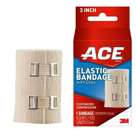 ACE Brand Elastic Bandage W/ Clips 3 in., Soft Discrete Fit, Beige