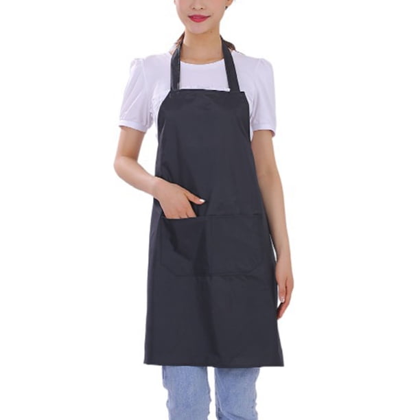Delantal impermeable de 6 uds, delantal negro ligero con dos bolsillos para hombres y mujeres para cocinar en el hogar