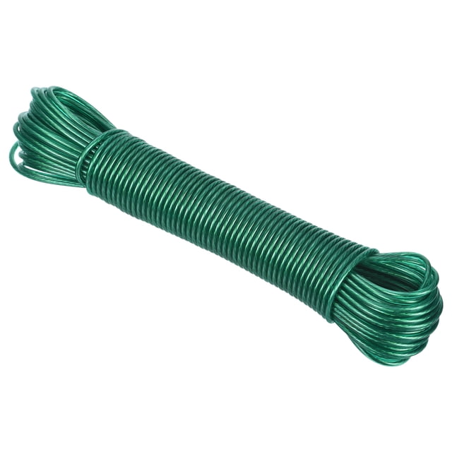 Cuerda de ropa recubierta de plástico Uxcell, alambre de núcleo de acero de 1/8 pulgada x 66 pies en verde