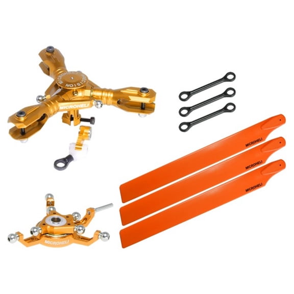 Microheli CNC Triple Orange Plastic Blades Conversion set (GOLD) - BLADE 230S / V2 / Smart