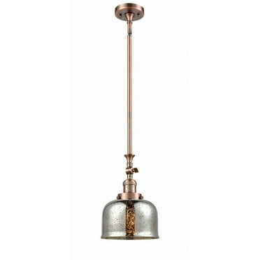 206-AC-G78-Innovations Lighting-Bell - 1 Light Stem Hung Tiltable Mini Pendant In Industrial Style-14 Inches Tall and 8 Inches Wide-Antique Copper