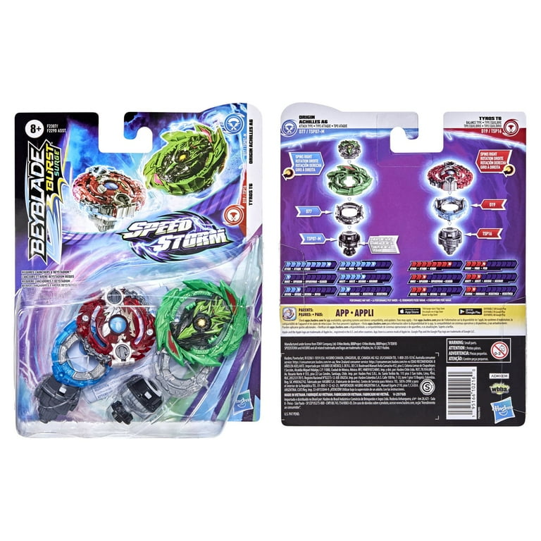 Beyblade Burst Surge Speedstorm Origin Achilles A6 and Tyros T6