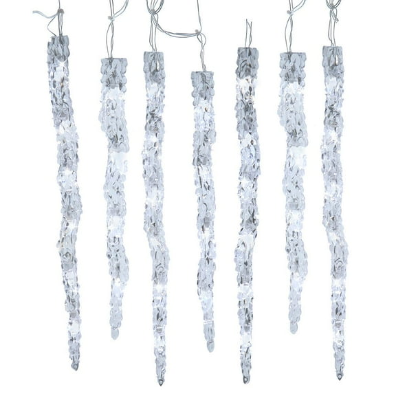 Kurt Adler UL 60-Light Dual Color Pure White/Warm White LED 12-Piece Icicle String Light Set