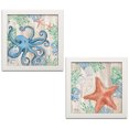 thumbnail image 2 of Gango Home Decor Modern Clearwater Sealife I & II; Two 12x12in Art Prints in White Frames, 2 of 6
