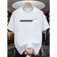 thumbnail image 1 of Men's Sleek Black Graphic Print T-Shirt - Casual Summer Short Sleeve Crew Neck, Lightweight Cotton, Modern Striped Design for Casual Attire, Casual Sporty Tee, Comfy Tee, 1 of 6