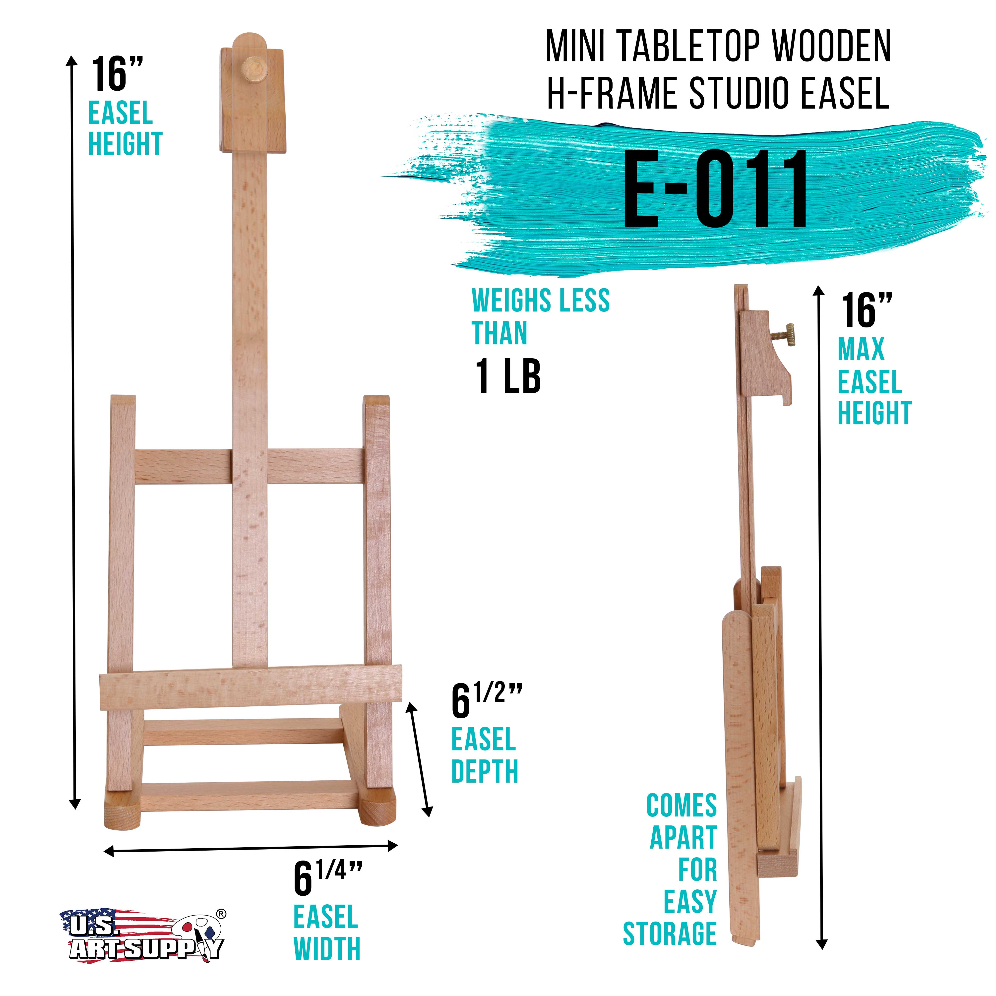 U.S. Art Supply 16" Mini Tabletop Wooden H-Frame Studio Easel - Artists Adjustable Beechwood Painting and Display Easel - image 2 of 5