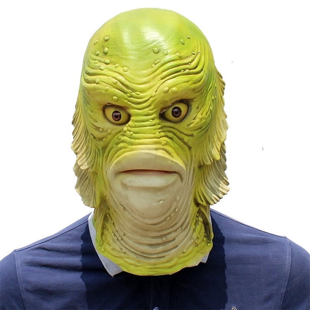 Máscara de Halloween, máscara de criatura de pez, disfraz de monstruo de Halloween, disfraz de novedad de látex, máscaras de cabeza completa de goma