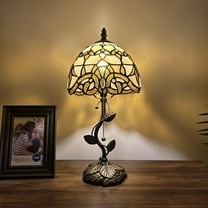 Tiffany Table Lamp Gold Stained Glass Baroque Style LED Bulb Included for Living Room Bedroom Bedside 8"W*8"D*16"H