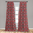 thumbnail image 5 of Ambesonne Mandala Curtains, Doodle Mandala Flower Art, Pair of 28"x63", Scarlet White Black, 5 of 5