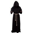 thumbnail image 1 of Friar Medieval Hooded Monk Renaissance Priest Robe Costume Cosplay Black, 1 of 4