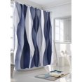 thumbnail image 3 of Abstract Wave Pattern Texture Shower Curtain, Navy Blue Bathroom Decor Curtains Set with Hooks, Waterproof Fabric Home Accessories， 60 X 72 Inch Long, 3 of 6