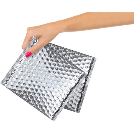 25 Pack Silver Cool Shield Bubble Mailers 6" x 6" Thermal Shipping Bags /w Peel & Seal